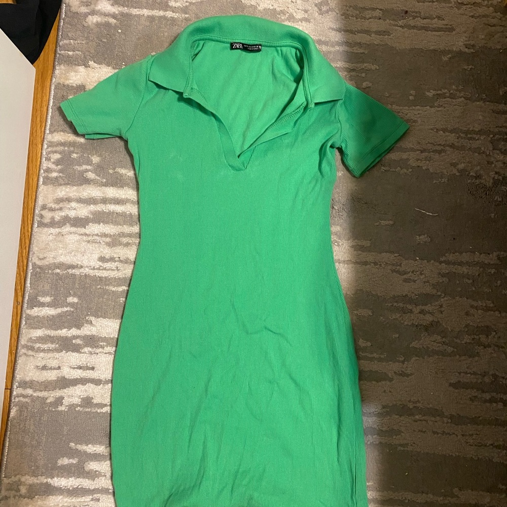 Green collared mini dress, small from Zara